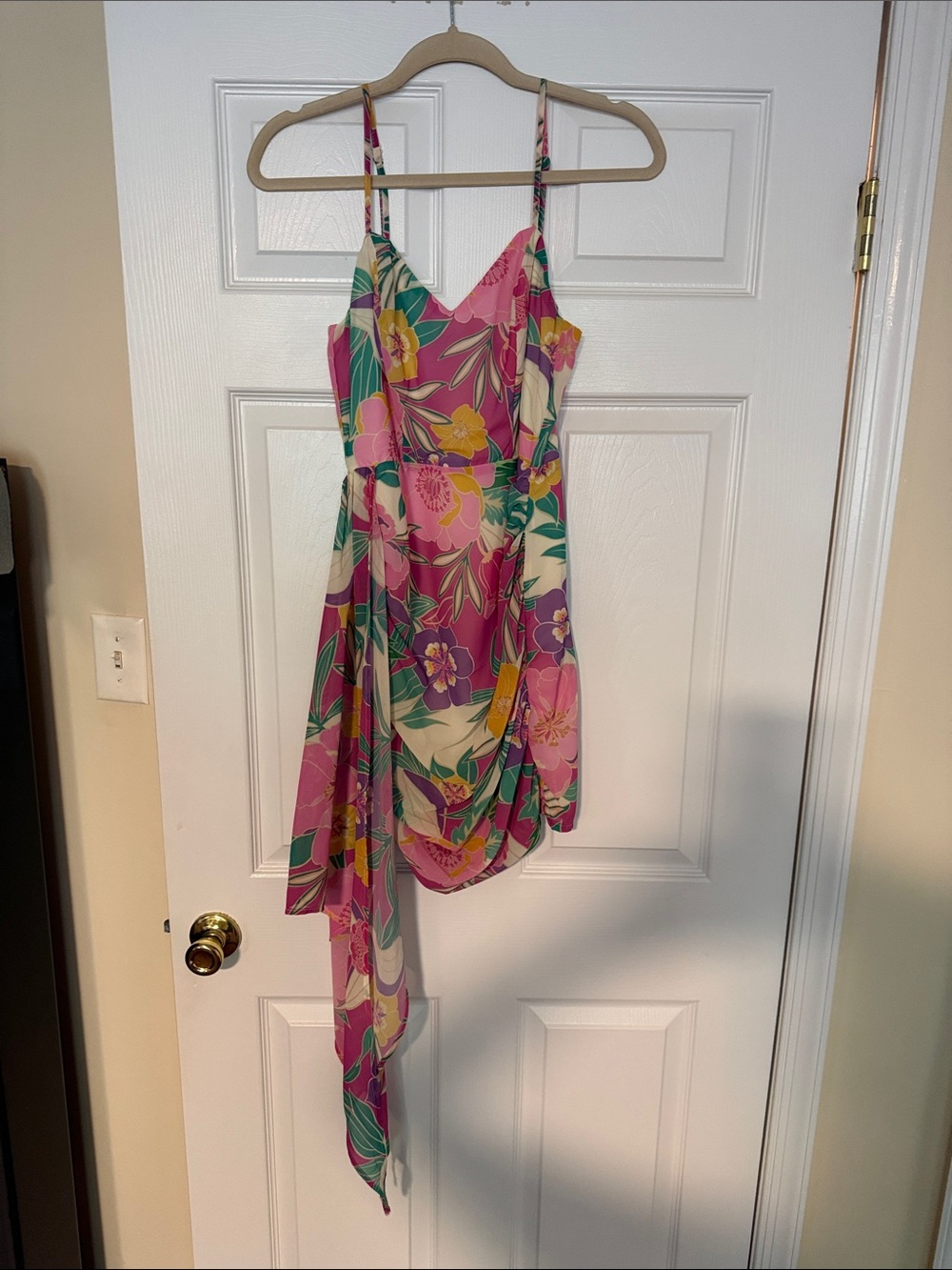 Floral Pink Spaghetti Strap Asymmetric Sundress